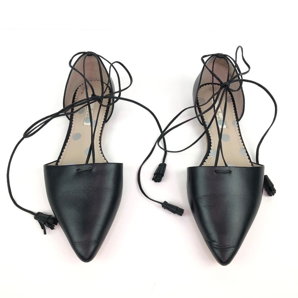 Boden Florence Ankle-tie Pointy Toe Leather Flat